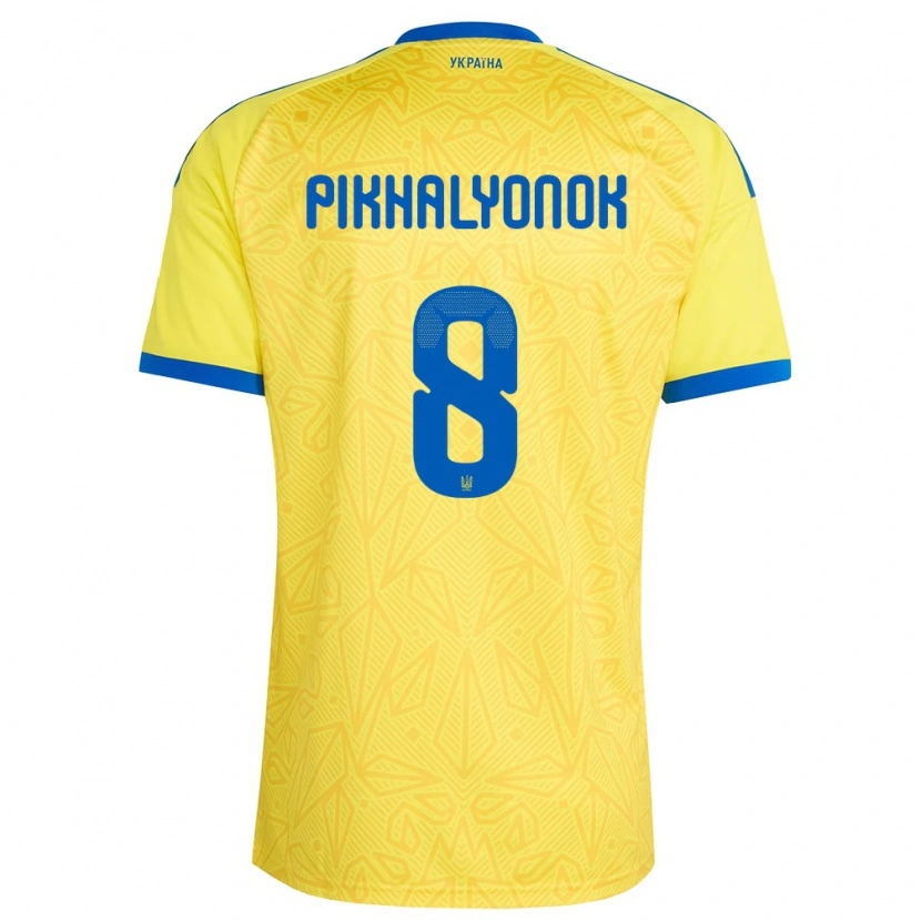 Danxen Men Ukraine Oleksandr Pikhalyonok #8 Yellow Blue Home Jersey 26-28 T-Shirt