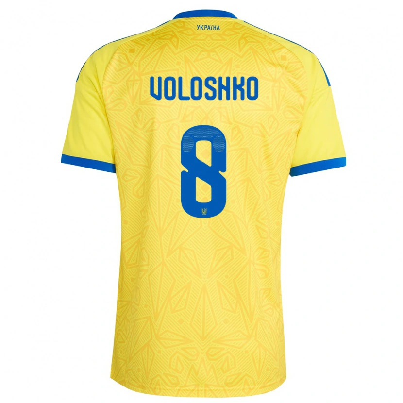 Danxen Men Ukraine Yevgeniy Voloshko #8 Yellow Blue Home Jersey 26-28 T-Shirt