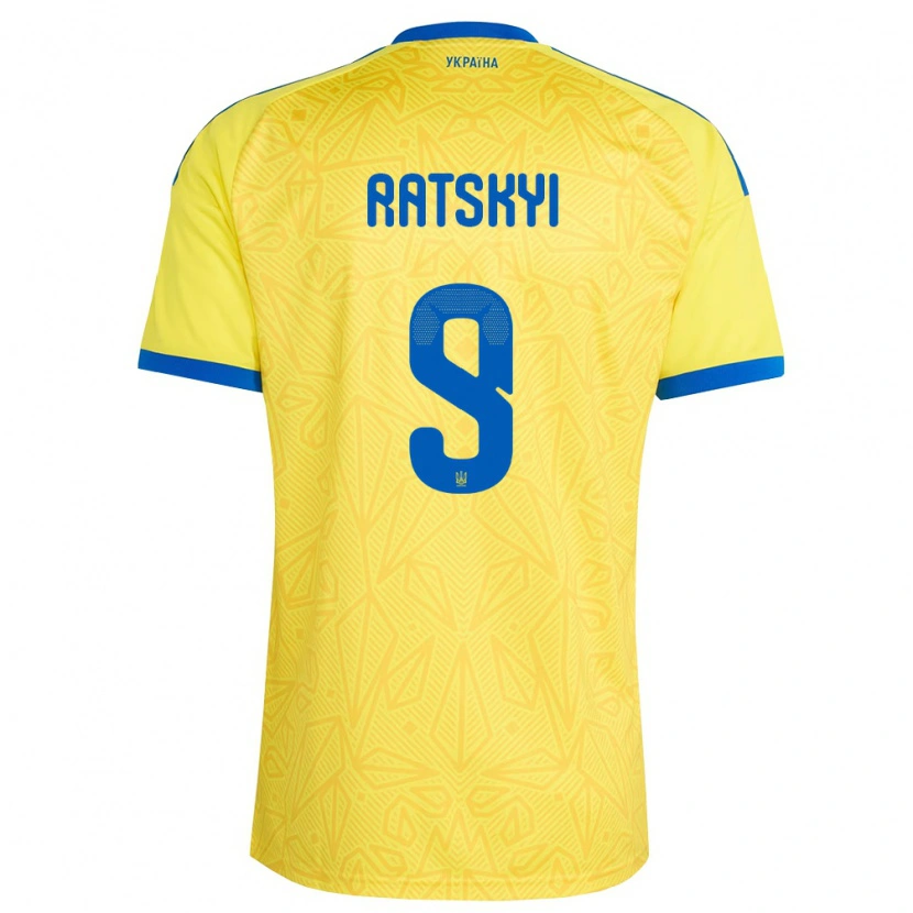 Danxen Men Ukraine Marko Ratskyi #9 Yellow Blue Home Jersey 26-28 T-Shirt