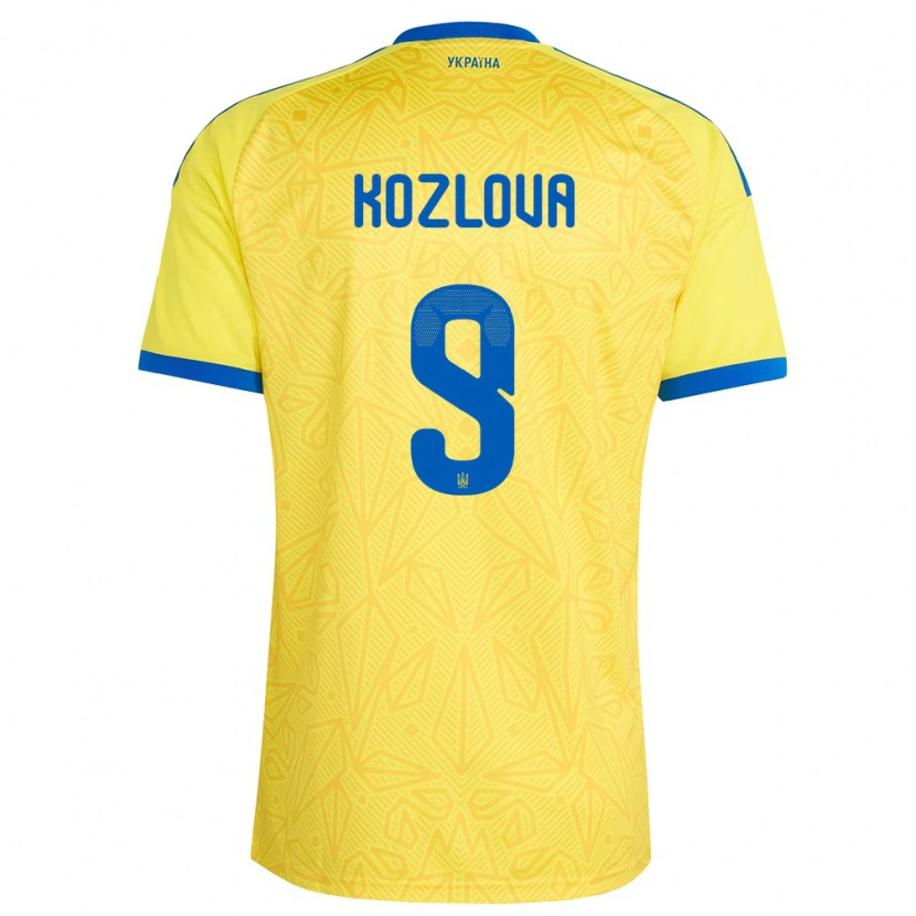 Danxen Men Ukraine Nicole Kozlova #9 Yellow Blue Home Jersey 26-28 T-Shirt