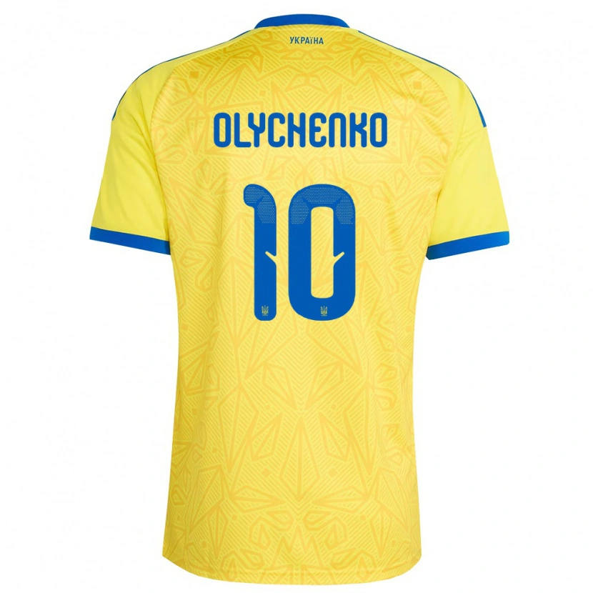 Danxen Men Ukraine Bogdan Olychenko #10 Yellow Blue Home Jersey 26-28 T-Shirt