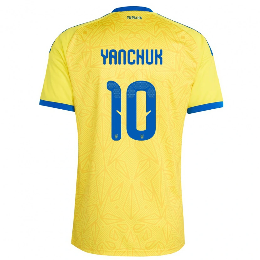Danxen Men Ukraine Polina Yanchuk #10 Yellow Blue Home Jersey 26-28 T-Shirt