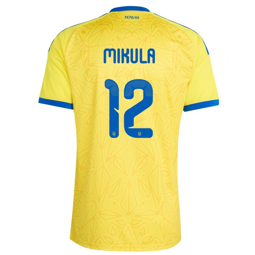 Danxen Men Ukraine Matviy Mikula #12 Yellow Blue Home Jersey 26-28 T-Shirt