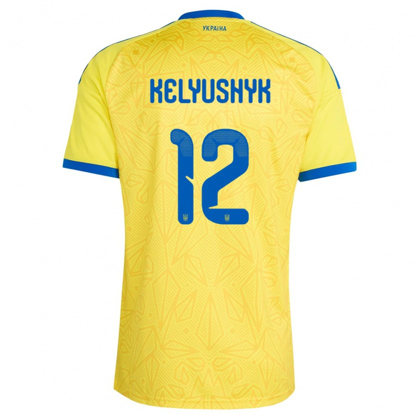 Danxen Men Ukraine Darya Kelyushyk #12 Yellow Blue Home Jersey 26-28 T-Shirt
