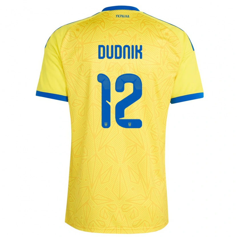 Danxen Men Ukraine Marina Dudnik #12 Yellow Blue Home Jersey 26-28 T-Shirt