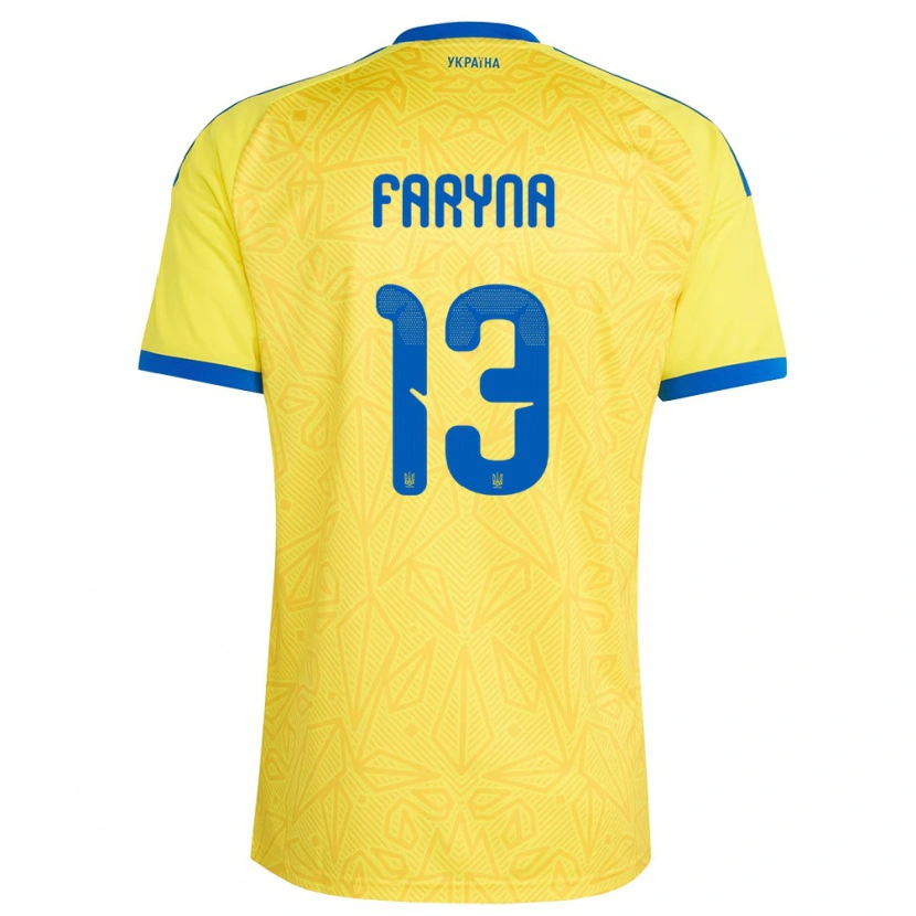 Danxen Men Ukraine Maryan Faryna #13 Yellow Blue Home Jersey 26-28 T-Shirt