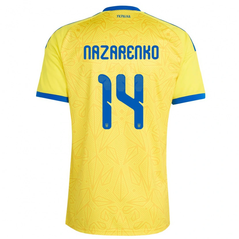 Danxen Men Ukraine Oleksandr Nazarenko #14 Yellow Blue Home Jersey 26-28 T-Shirt