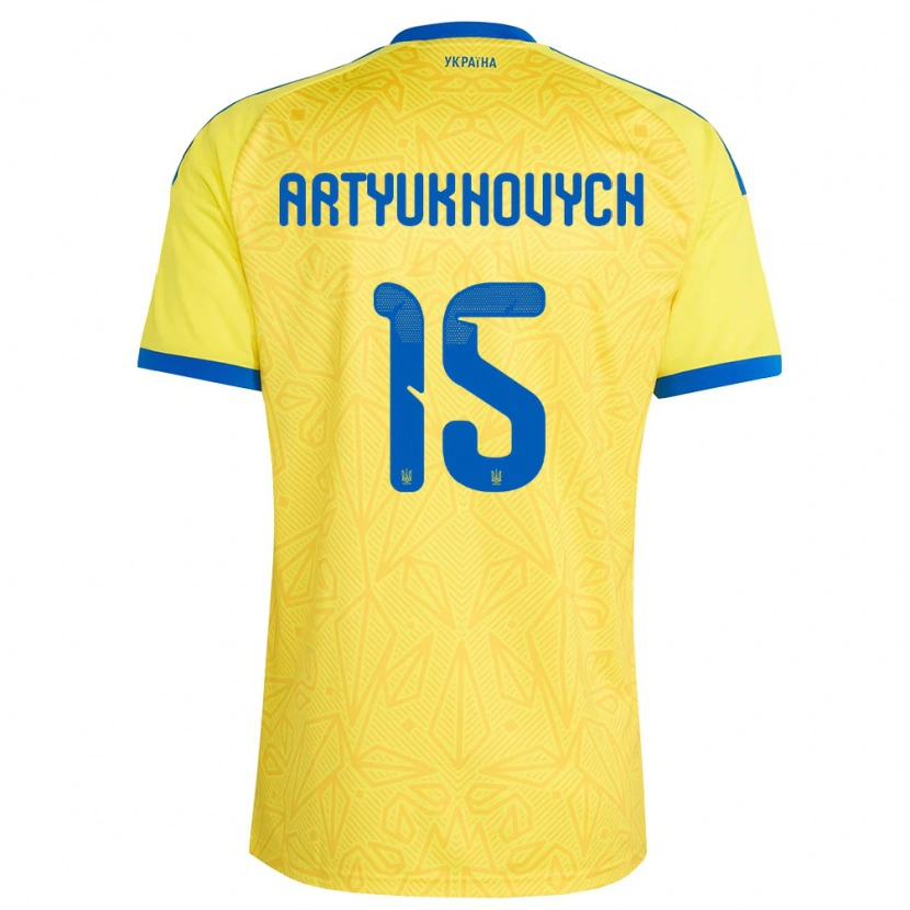 Danxen Men Ukraine Velizar Artyukhovych #15 Yellow Blue Home Jersey 26-28 T-Shirt