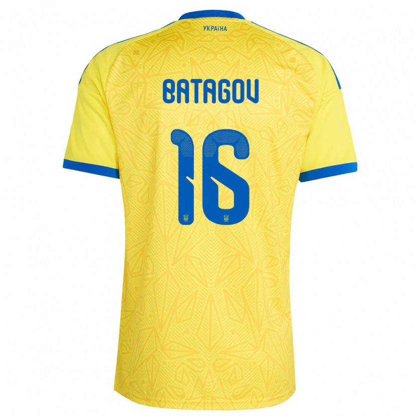 Danxen Men Ukraine Arseniy Batagov #16 Yellow Blue Home Jersey 26-28 T-Shirt