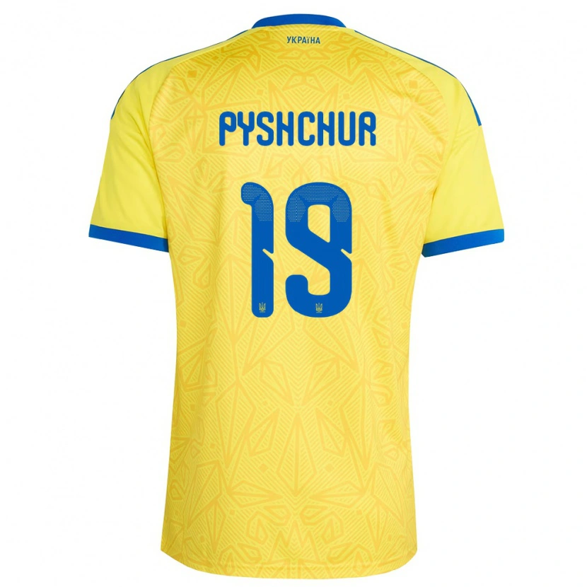 Danxen Men Ukraine Oleksandr Pyshchur #19 Yellow Blue Home Jersey 26-28 T-Shirt