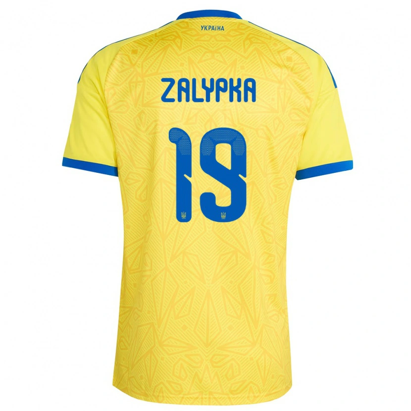 Danxen Men Ukraine Arsen Zalypka #19 Yellow Blue Home Jersey 26-28 T-Shirt