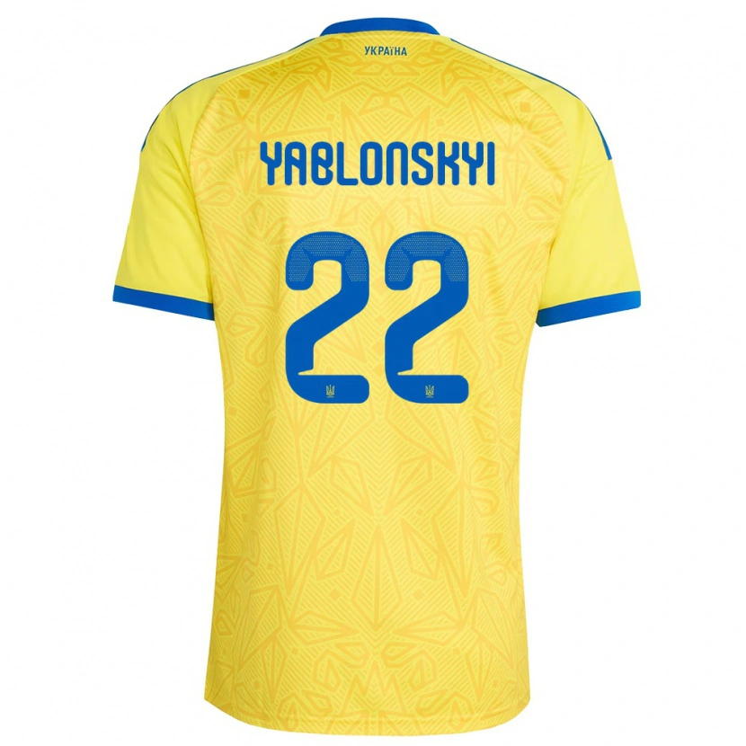 Danxen Men Ukraine Ilya Yablonskyi #22 Yellow Blue Home Jersey 26-28 T-Shirt
