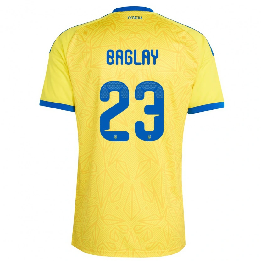 Danxen Men Ukraine Rostyslav Baglay #23 Yellow Blue Home Jersey 26-28 T-Shirt