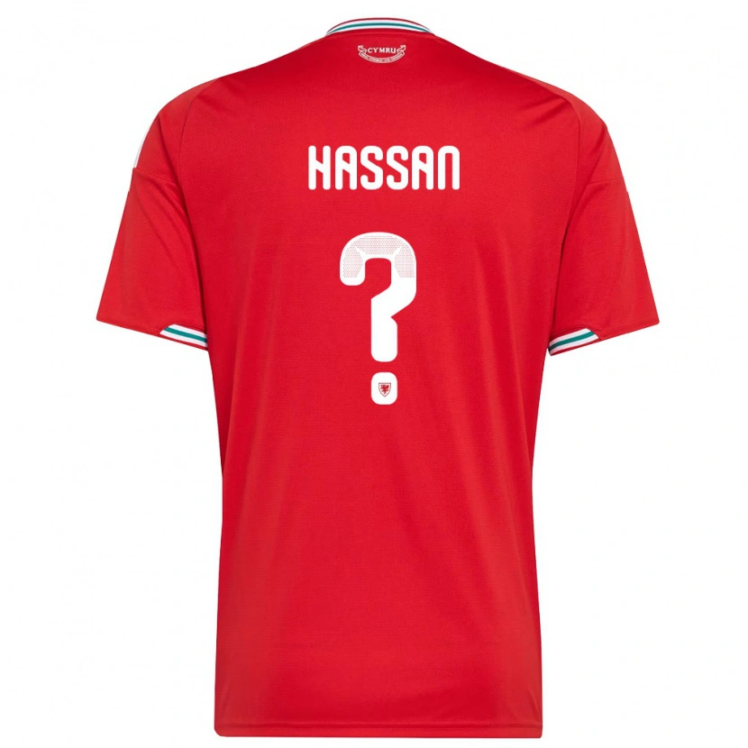 Danxen Men Wales Rio Hassan #0 Red White Green Home Jersey 26-28 T-Shirt