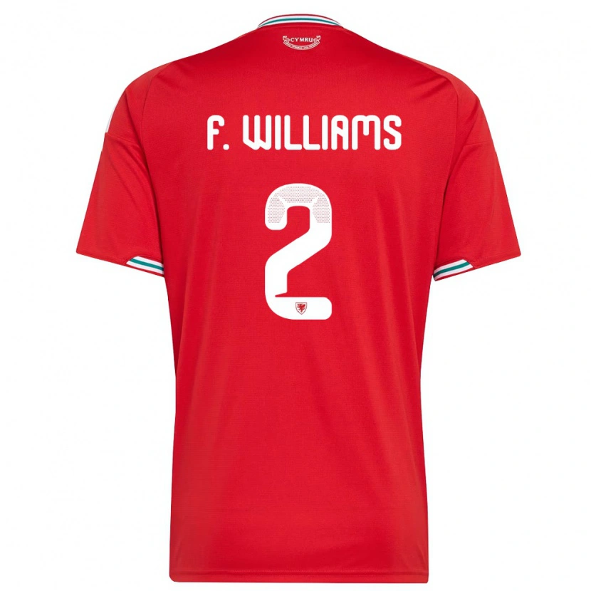 Danxen Men Wales Fabian Williams #2 Red White Green Home Jersey 26-28 T-Shirt