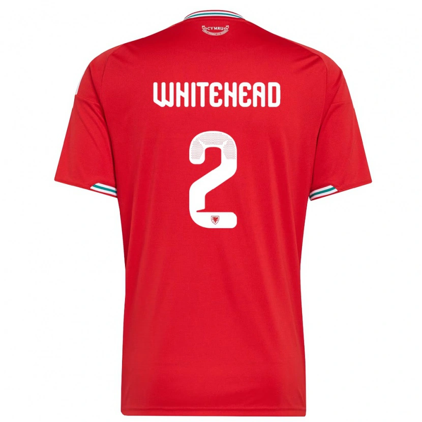 Danxen Men Wales Daniel Whitehead #2 Red White Green Home Jersey 26-28 T-Shirt