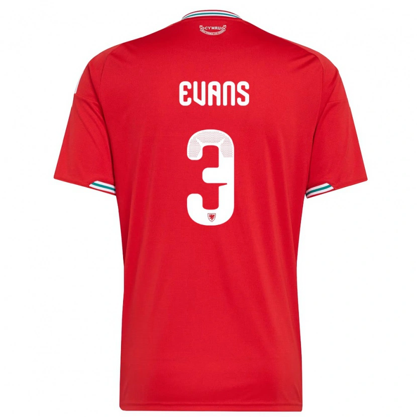 Danxen Men Wales Gemma Evans #3 Red White Green Home Jersey 26-28 T-Shirt