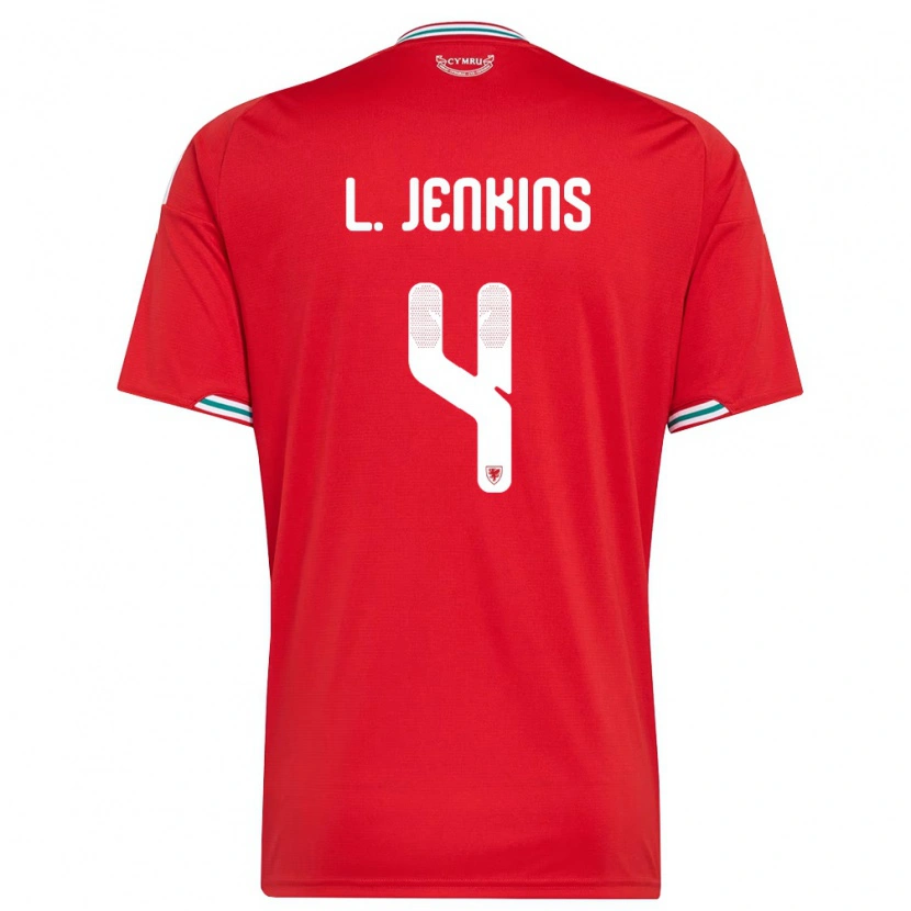 Danxen Men Wales Lee Jenkins #4 Red White Green Home Jersey 26-28 T-Shirt