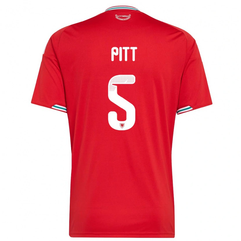 Danxen Men Wales Theo Pitt #5 Red White Green Home Jersey 26-28 T-Shirt