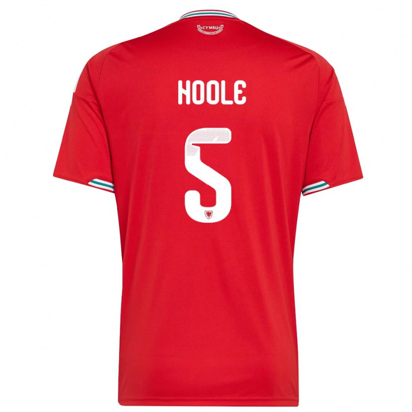 Danxen Men Wales Luca Hoole #5 Red White Green Home Jersey 26-28 T-Shirt