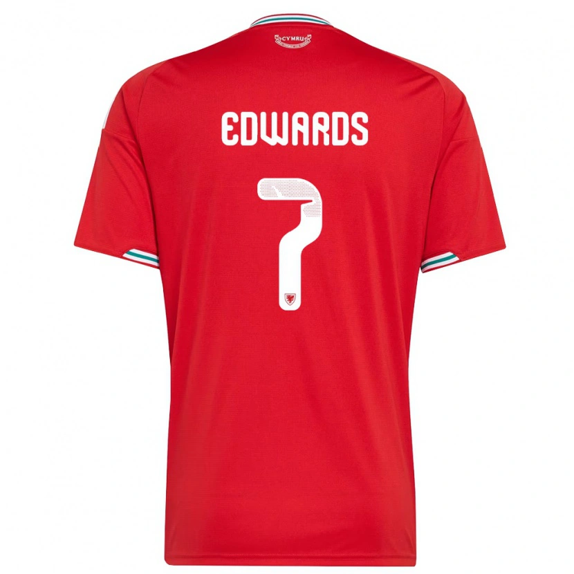 Danxen Men Wales Oliver Edwards #7 Red White Green Home Jersey 26-28 T-Shirt