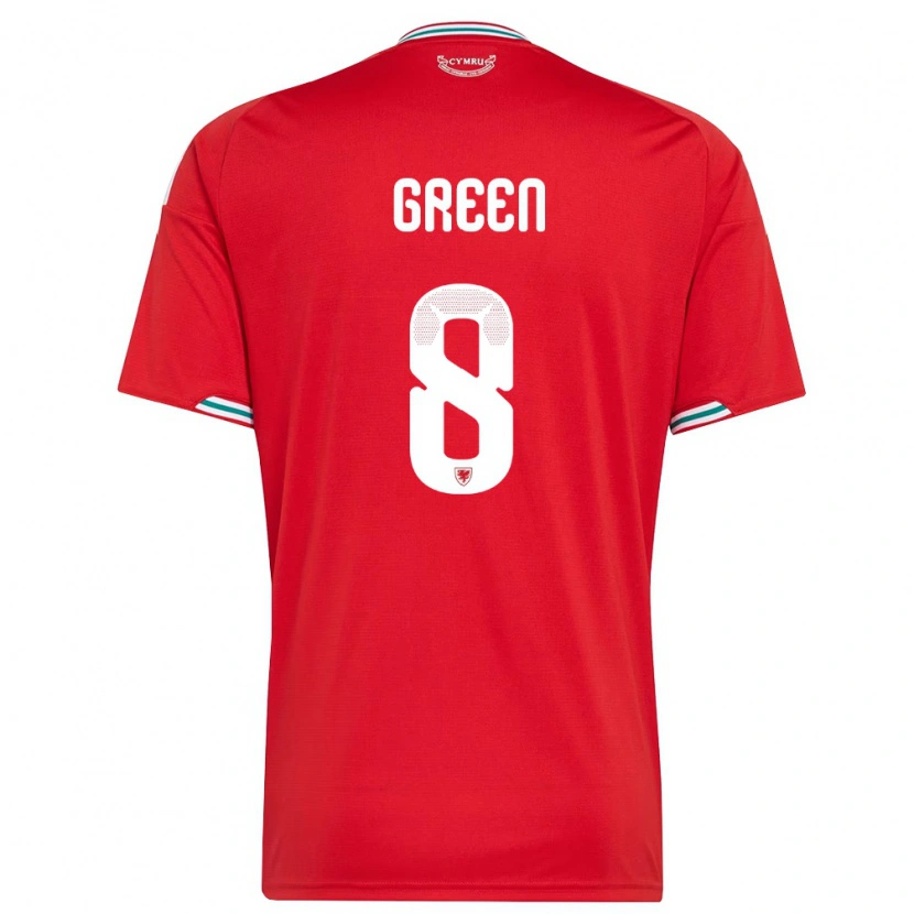 Danxen Men Wales Clayton Green #8 Red White Green Home Jersey 26-28 T-Shirt