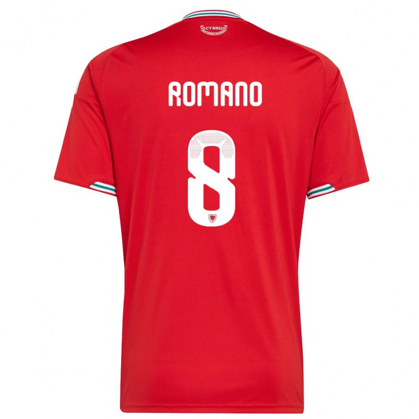Danxen Men Wales Enzo Romano #8 Red White Green Home Jersey 26-28 T-Shirt