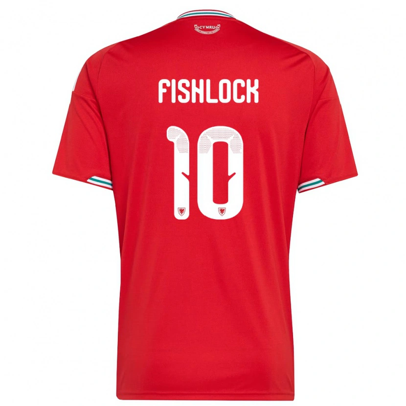 Danxen Men Wales Jessica Fishlock #10 Red White Green Home Jersey 26-28 T-Shirt