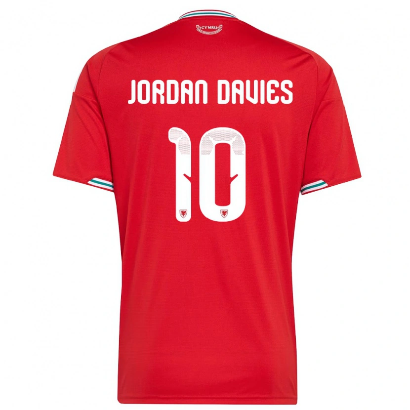 Danxen Men Wales Jordan Davies #10 Red White Green Home Jersey 26-28 T-Shirt
