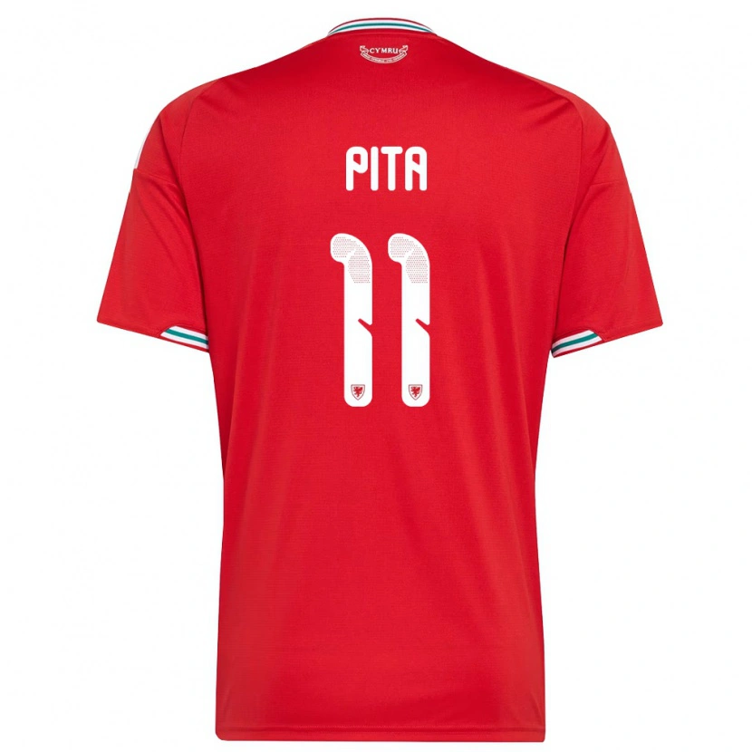 Danxen Men Wales Shea Pita #11 Red White Green Home Jersey 26-28 T-Shirt