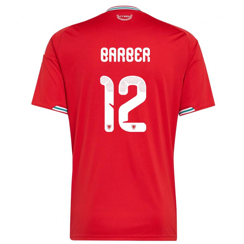 Danxen Men Wales Finlay Barber #12 Red White Green Home Jersey 26-28 T-Shirt