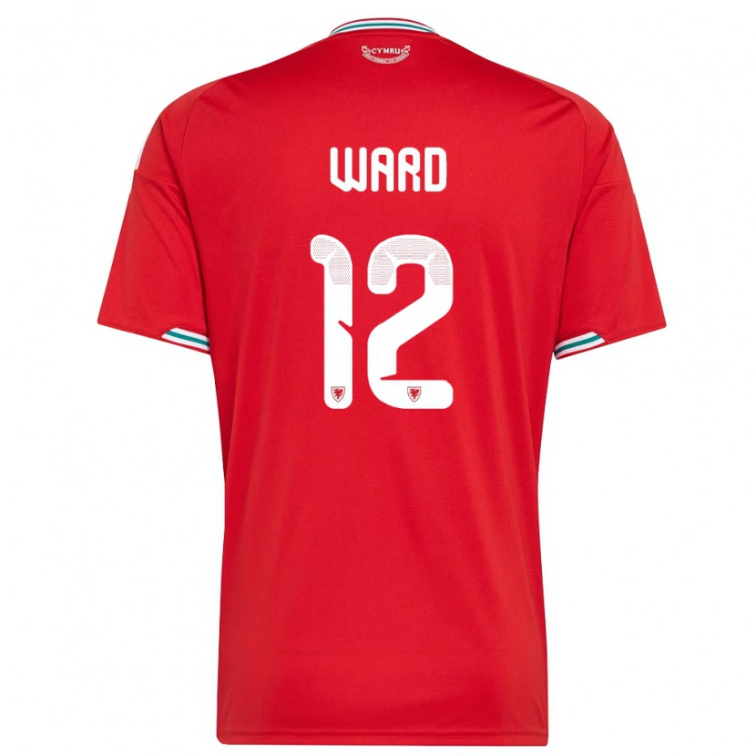 Danxen Men Wales Danny Ward #12 Red White Green Home Jersey 26-28 T-Shirt