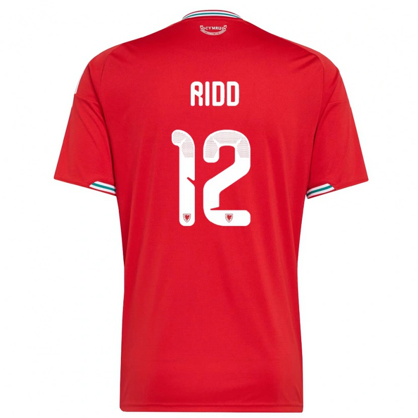 Danxen Men Wales Lewis Ridd #12 Red White Green Home Jersey 26-28 T-Shirt