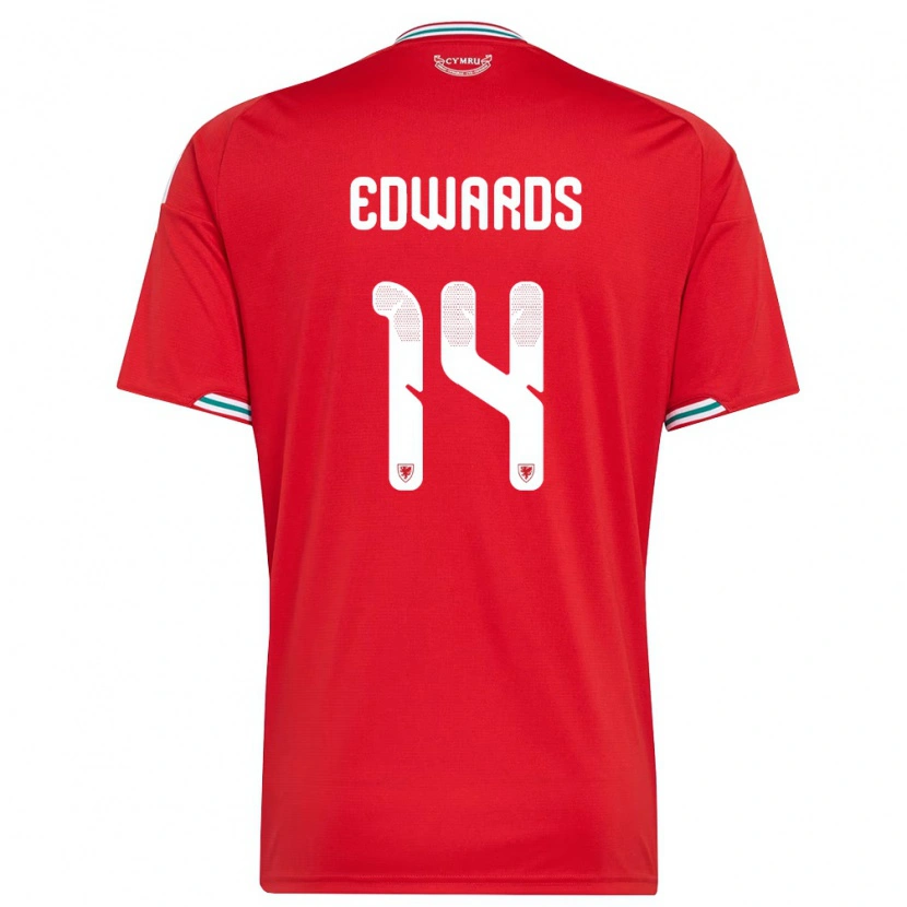 Danxen Men Wales Noah Edwards #14 Red White Green Home Jersey 26-28 T-Shirt