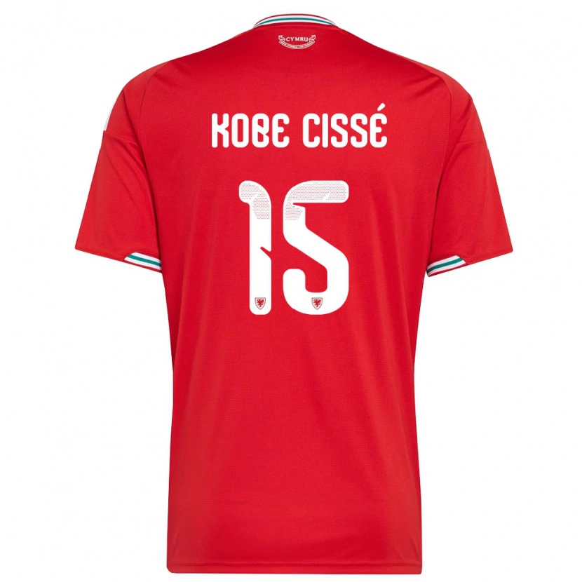 Danxen Men Wales Prince Kobe Cissé #15 Red White Green Home Jersey 26-28 T-Shirt