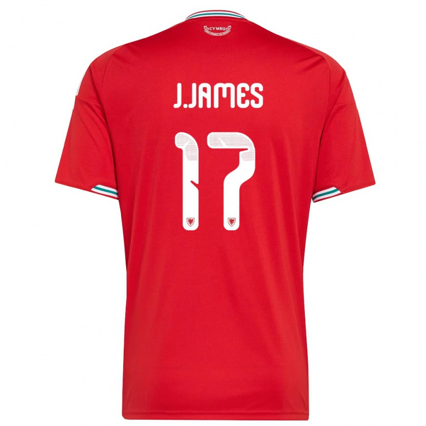 Danxen Men Wales Jordan James #17 Red White Green Home Jersey 26-28 T-Shirt