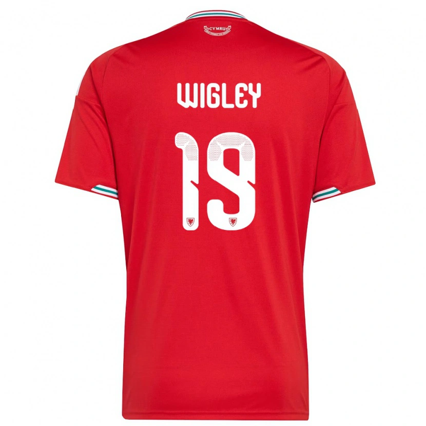 Danxen Men Wales Morgan Wigley #19 Red White Green Home Jersey 26-28 T-Shirt