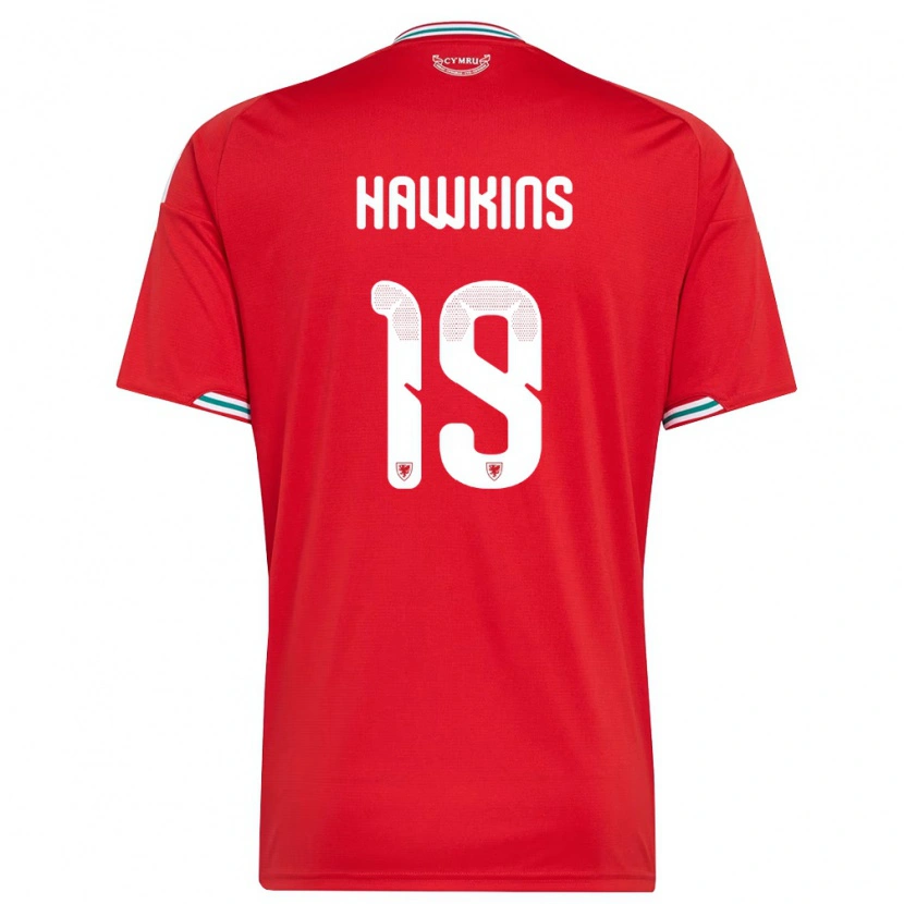Danxen Men Wales Max Hawkins #19 Red White Green Home Jersey 26-28 T-Shirt