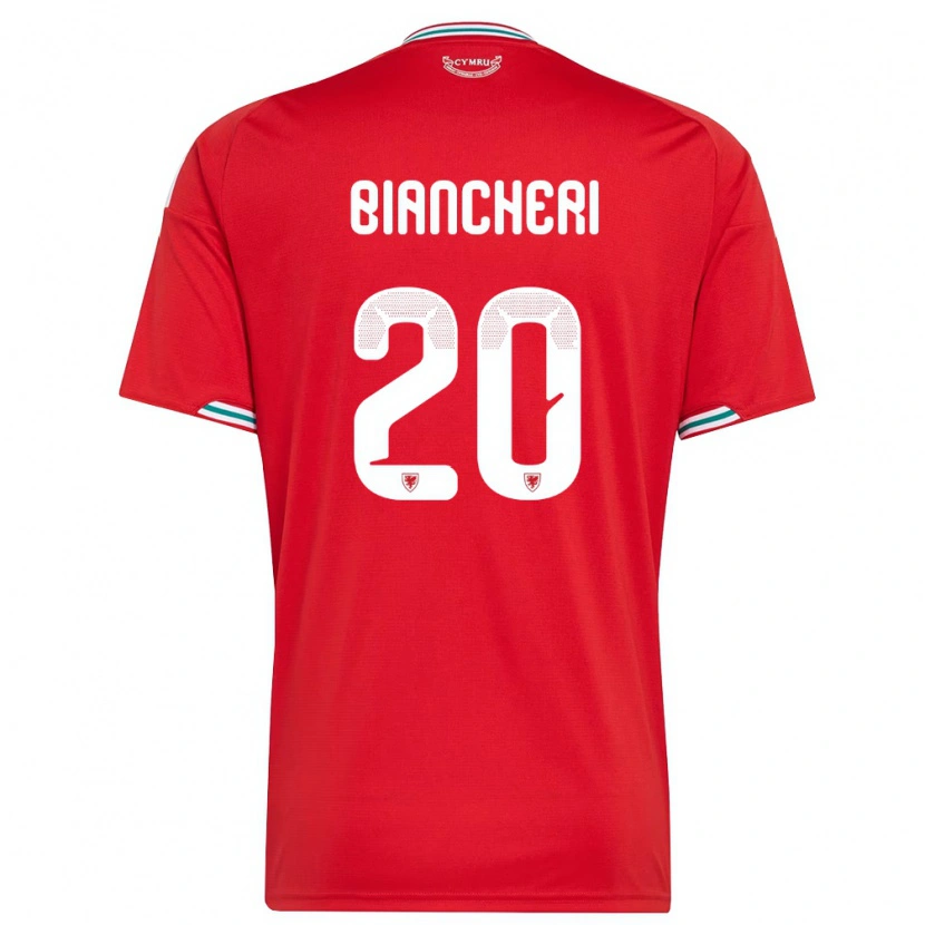 Danxen Men Wales Gabriele Biancheri #20 Red White Green Home Jersey 26-28 T-Shirt