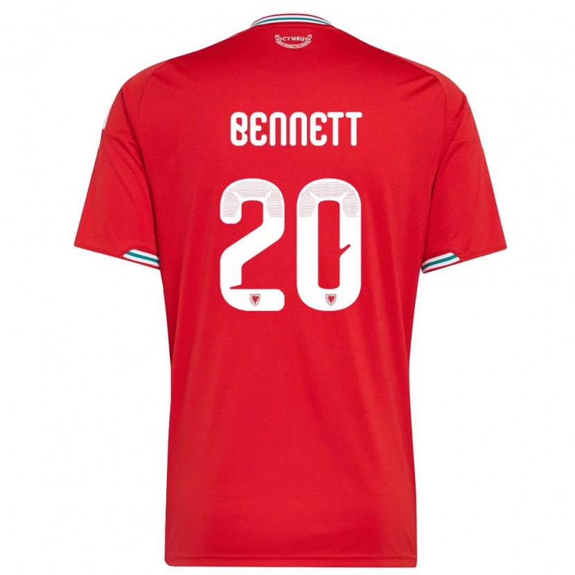 Danxen Men Wales Aaron Bennett #20 Red White Green Home Jersey 26-28 T-Shirt