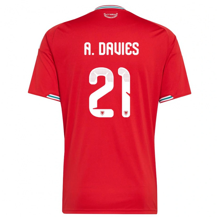 Danxen Men Wales Adam Davies #21 Red White Green Home Jersey 26-28 T-Shirt