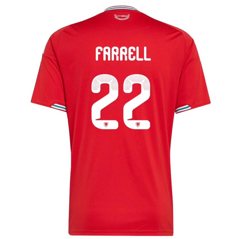 Danxen Men Wales Joshua Farrell #22 Red White Green Home Jersey 26-28 T-Shirt