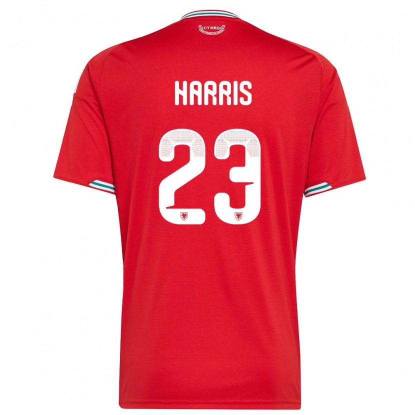 Danxen Men Wales Archie Harris #23 Red White Green Home Jersey 26-28 T-Shirt