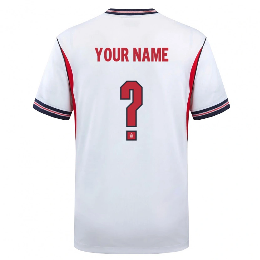 Danxen Men England Your Name #0 White Navy Red Home Jersey 26-28 T-Shirt