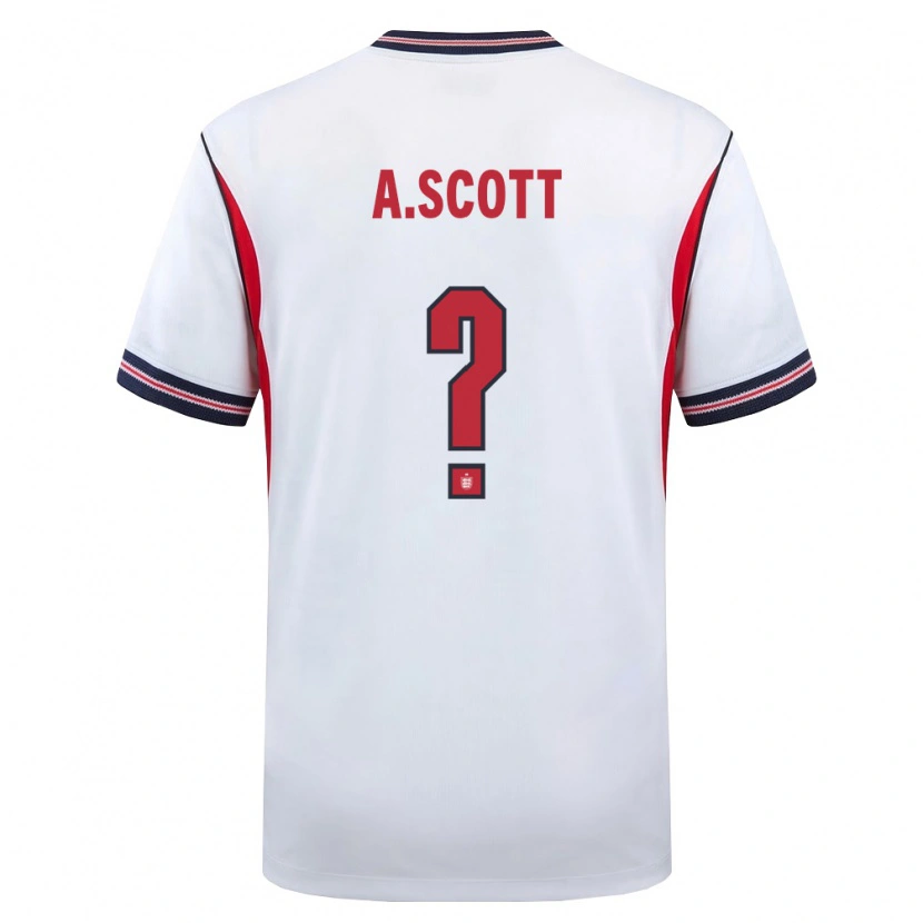 Danxen Men England Alex Scott #0 White Navy Red Home Jersey 26-28 T-Shirt