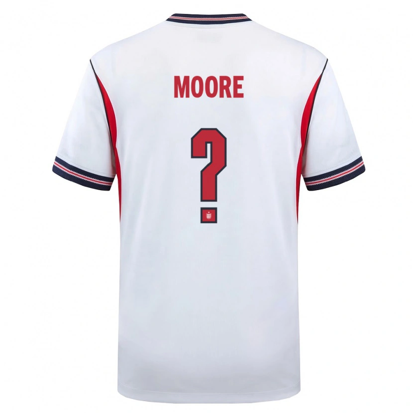 Danxen Men England Mikey Moore #0 White Navy Red Home Jersey 26-28 T-Shirt