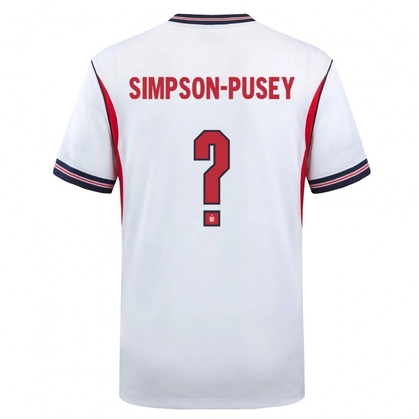 Danxen Men England Jahmai Simpson-Pusey #0 White Navy Red Home Jersey 26-28 T-Shirt