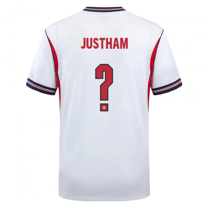Danxen Men England Elliot Justham #0 White Navy Red Home Jersey 26-28 T-Shirt