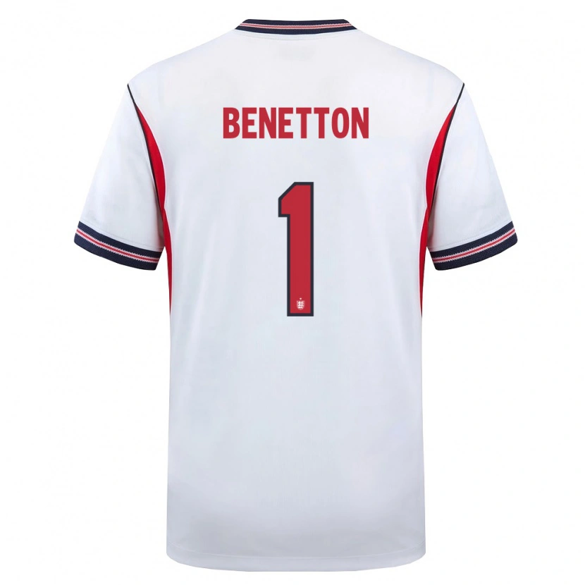 Danxen Men England Lucca Benetton #1 White Navy Red Home Jersey 26-28 T-Shirt
