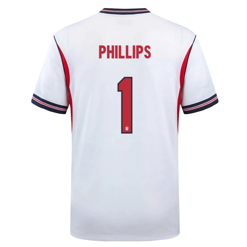 Danxen Men England Charlie Phillips #1 White Navy Red Home Jersey 26-28 T-Shirt